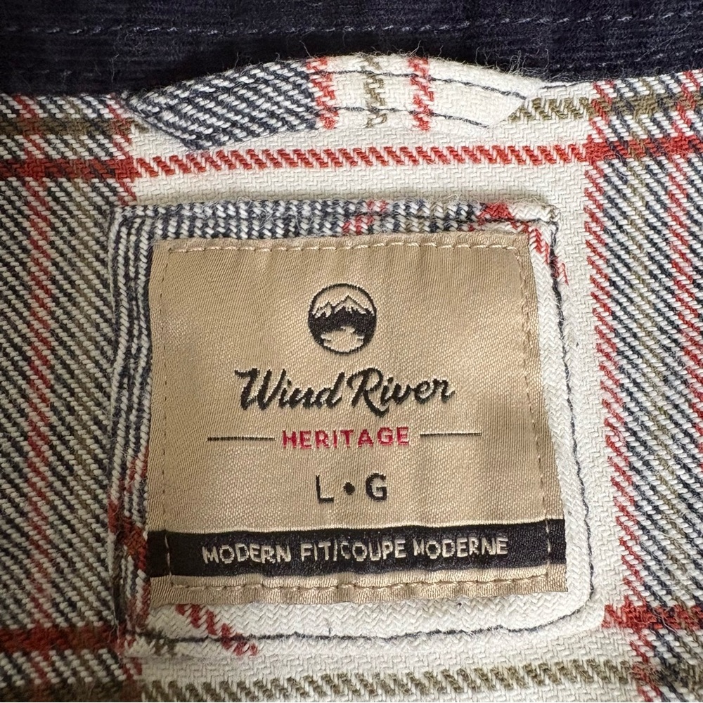 Men's Wind River, Plaid Button up Shirt in Navy, White & Red, Sz Large. - Picture 4 of 8